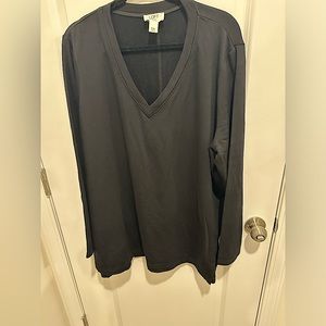 V-neck soft cotton black tunic sweatshirt